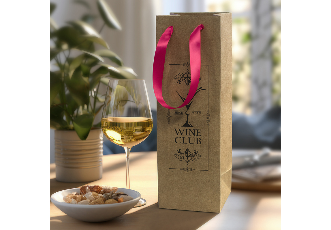 Champagne Ribbon Handle Paper Bag Features